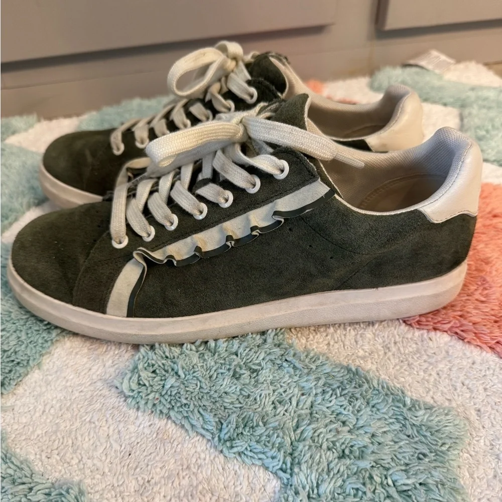 Tory Burch Olive Suede Sneakers